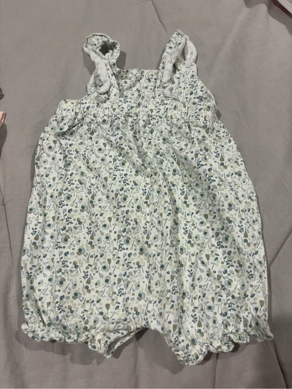 Carter's White Romper with Blue & Green Floral Print